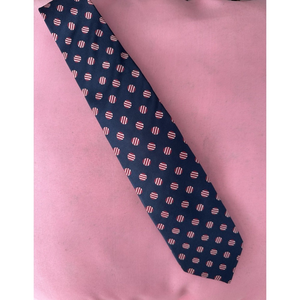 Vintage 80s/90s Givenchy Monsieur Silk Tie Navy Red White Polka Dot Italy 3"